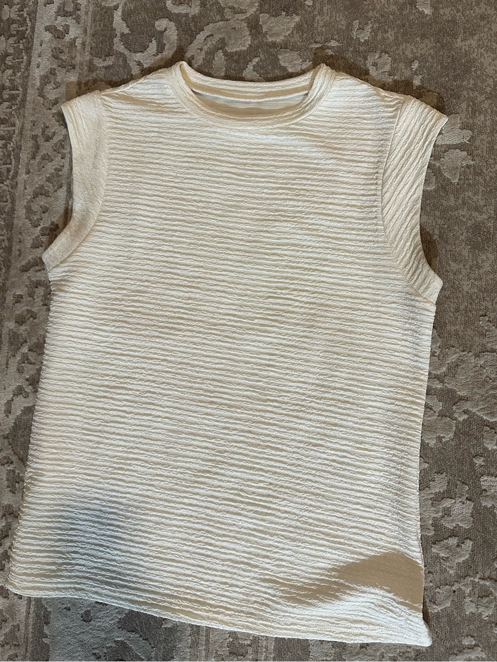White Textured Highneck blouse